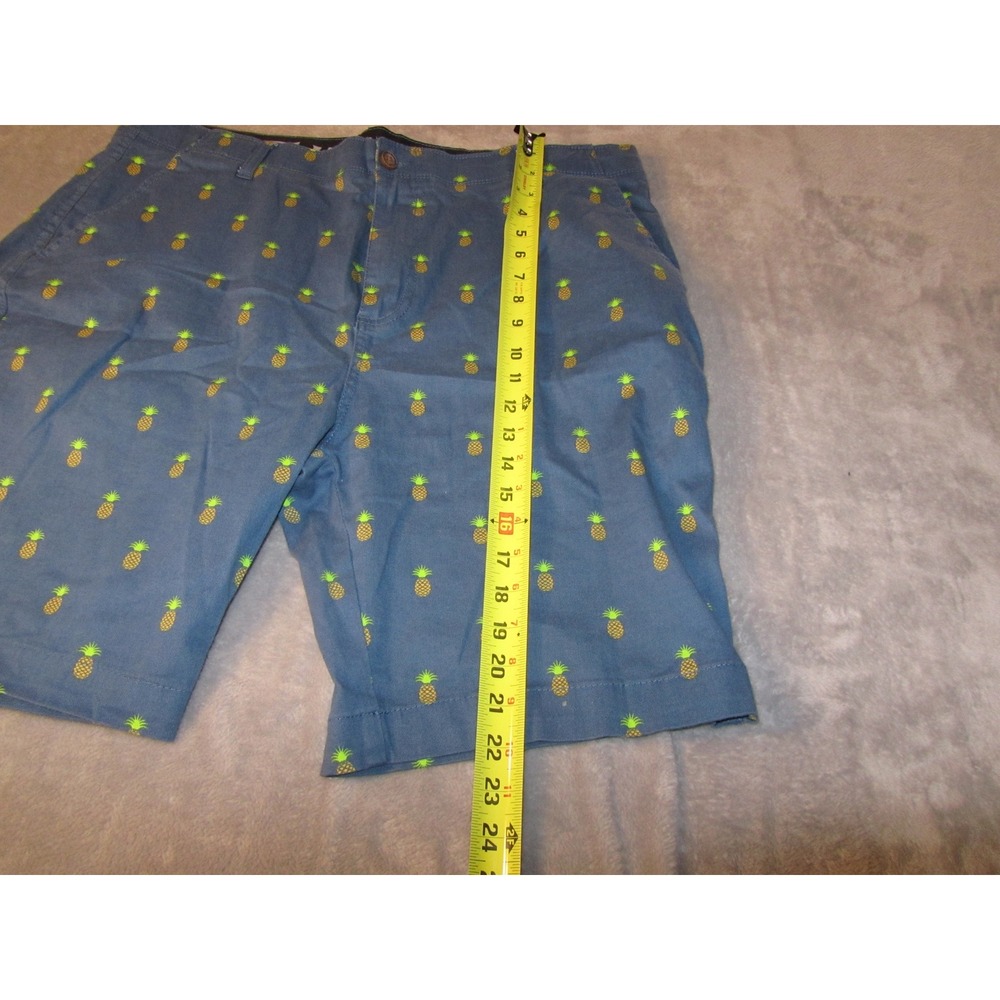 Plugg Flex Mens Blue Pineapple Print Chino Shorts Size 38 Tropical Summer Casual - Picture 4 of 7